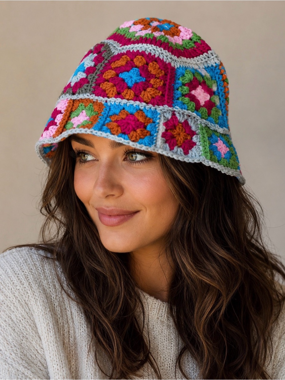 Colorful Crochet Patchwork Hat